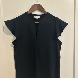 Calvin Klein Navy Blue Flutter Sleeve Top - Size S
